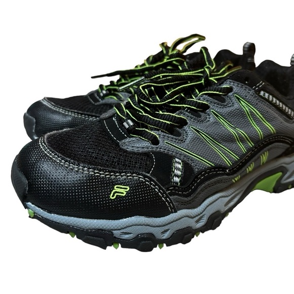 Fila At Peak 21 Boys Sneakers Black Gray with Neon Green Size 5 Low Top Sneakers - Picture 5 of 14